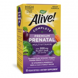 Natures Way, Alive! Premium Prenatal Multivitamin, 60 Softgels